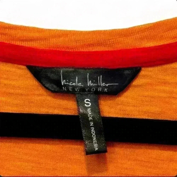 Nicole Miller NY Women's Orange Color Block T-Shirt Dress Size Small - Picture 4 of 7